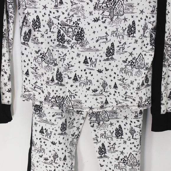 VICTORIA’S SECRET Waffle Knit Winter Scene Thermal Long Sleeve Pajamas Size S - Picture 6 of 13